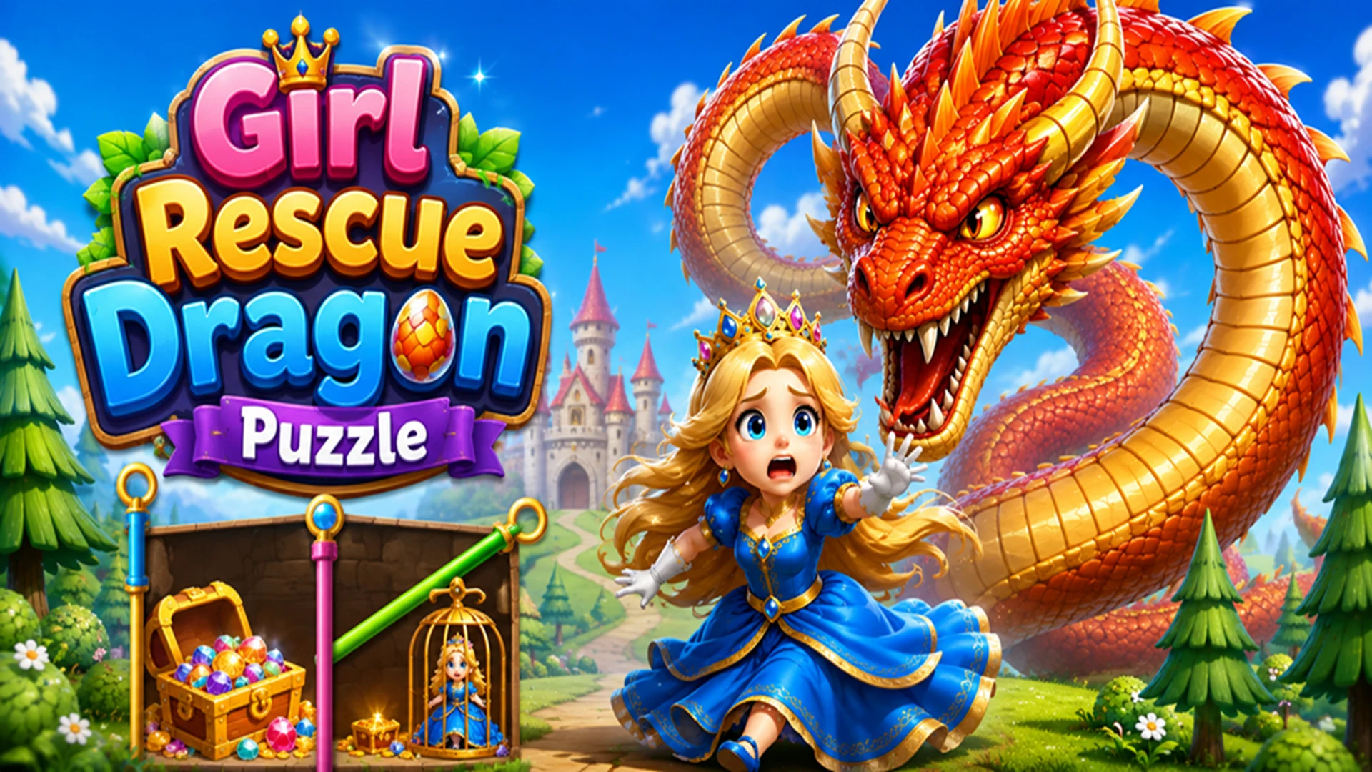 Girl Rescue Dragon Puzzle screenshot